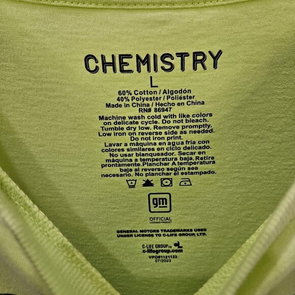 Chemistry Shirt Oversized Distressed Corvette Short Sleeve Green Large - Picture 4 of 8